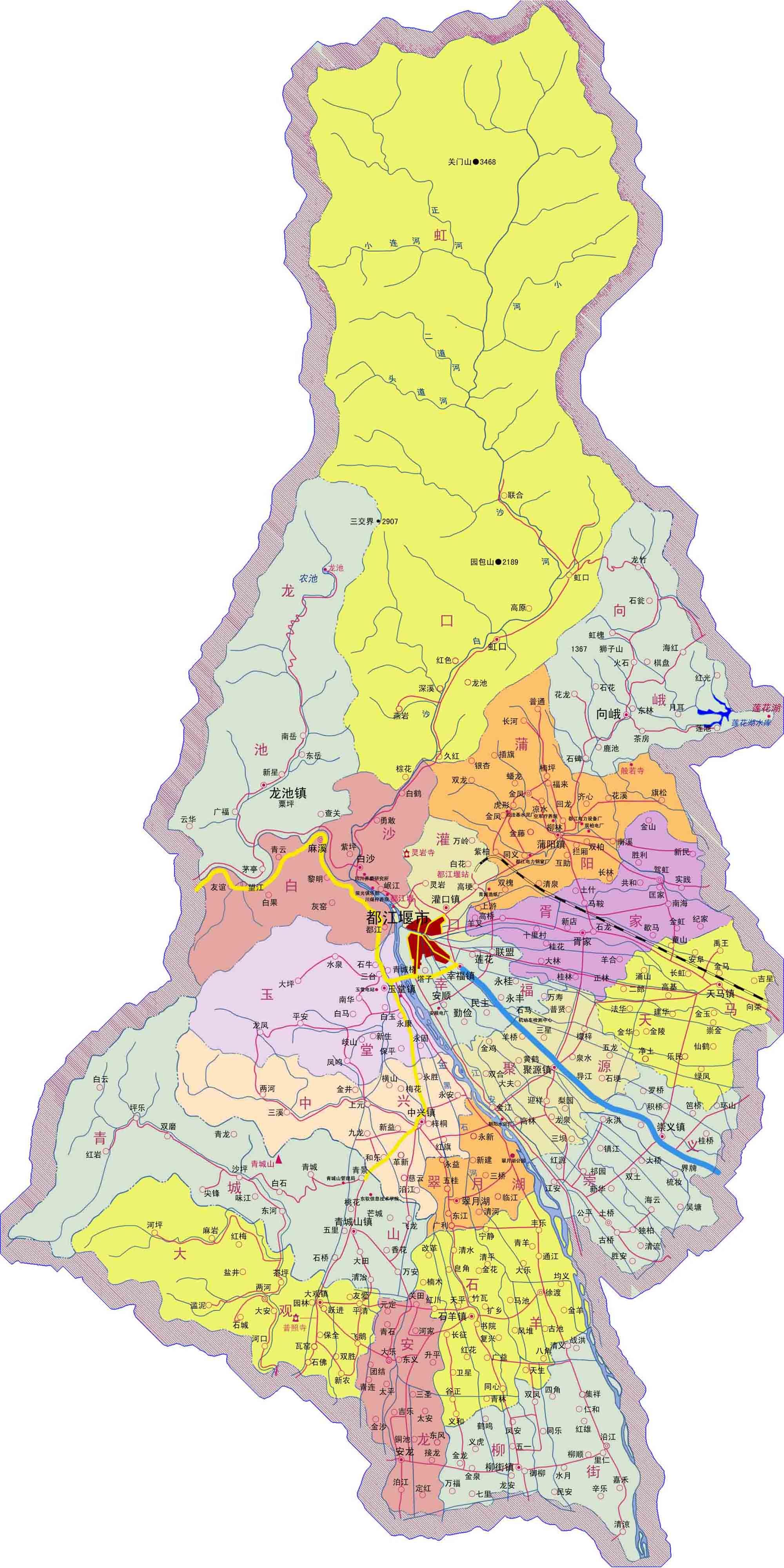 都江堰市行政区划图