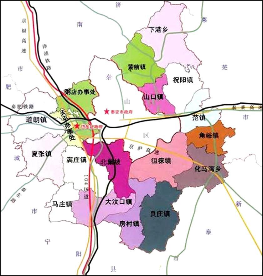 岱岳区行政区划图